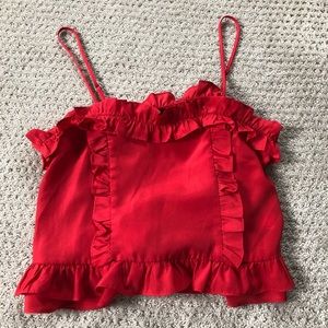 Forever 21 Red Ruffle Crop Top